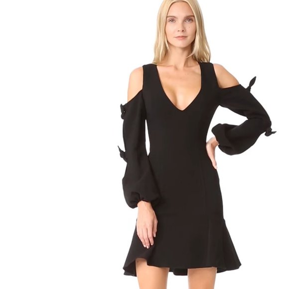 NWT NICOLAS Crepe Black Knot Sleeve Mini Dress Fits a Size 4 or 6 - Picture 1 of 14